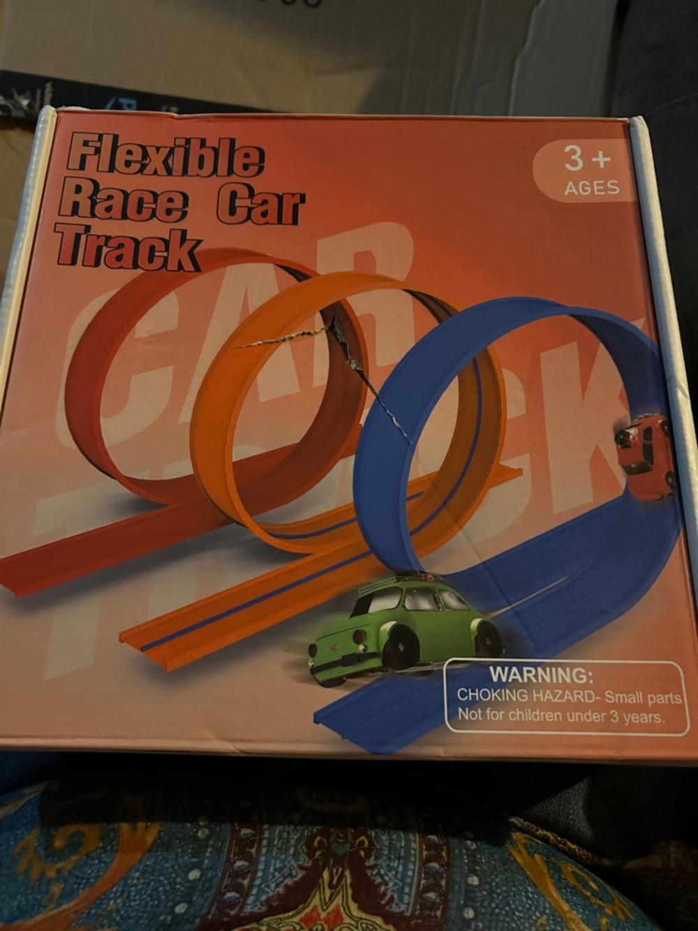 Flexible Race Car Track Set - Orange & Blue